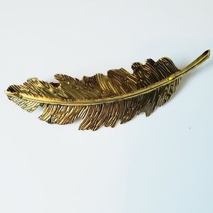 💇‍♀️Brass-tone feather hairclip
